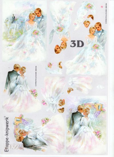 3D Bogen Brautpaar mit Kutsche